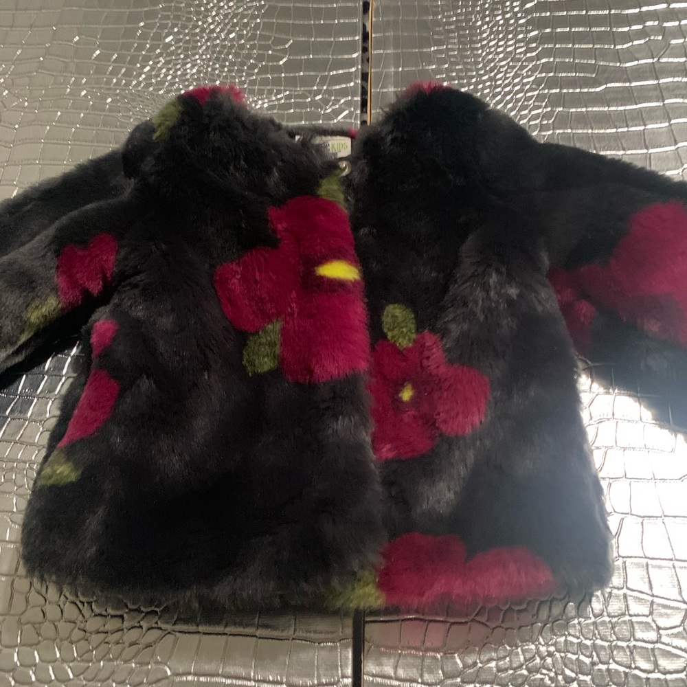 Toddler Girl Faux Fur Multi colored Coat 12 months
